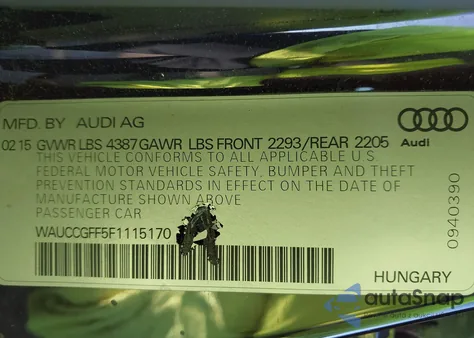 2015 Audi A3 1.8T Premium z USA, uszkodzony, nr VIN WAUCCGFF5F1115170